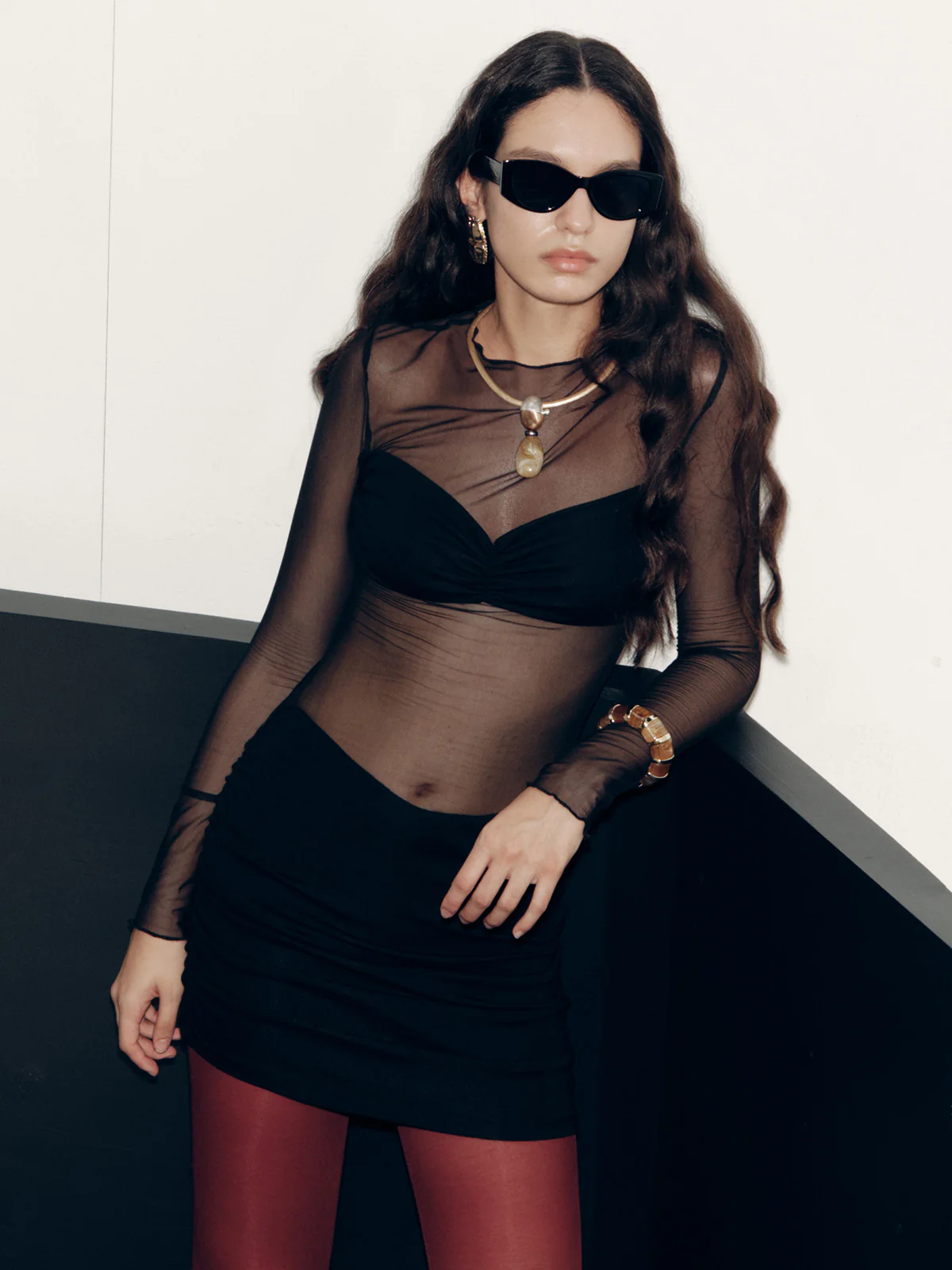 Sheer Mesh Paneled Bodycon Mini Dress - Wholesalesil