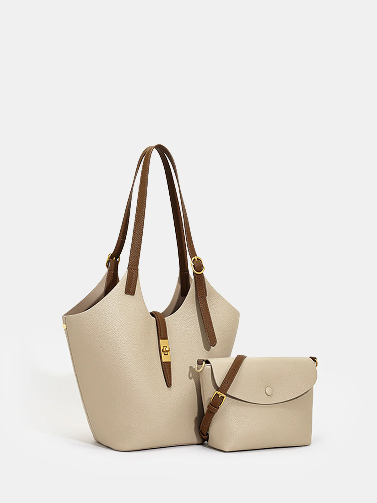 Contrast Strap Faux Leather Tote Bag - Wholesalesil