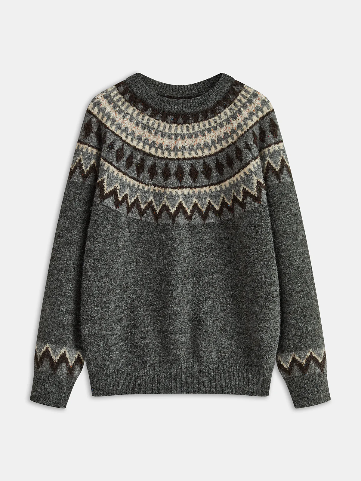 Fair Isle Crew Neck Sweater - Wholesalesil