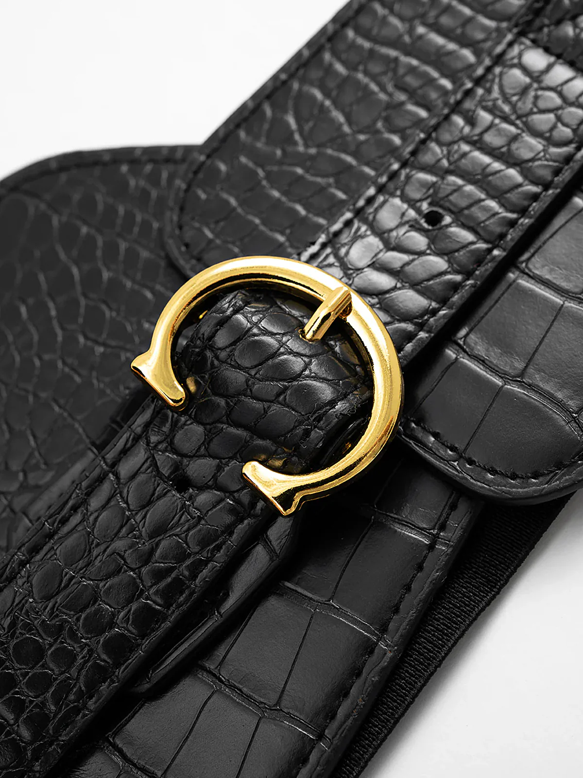 Crocodile Embossed Wide Belt - Wholesalesil