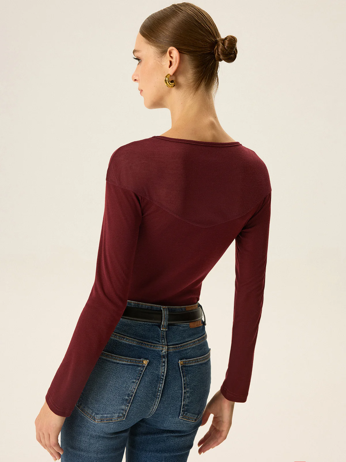Metal Shell Detail Long Sleeve Top - Wholesalesil