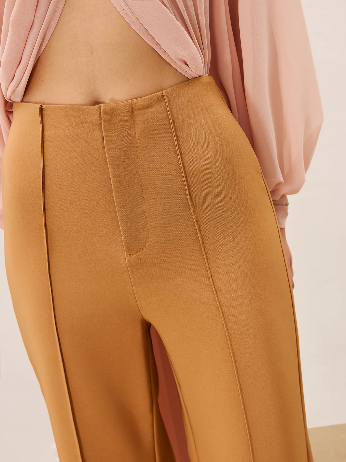 Trimmed Mid-Rise Wide-Leg Pants - Wholesalesil