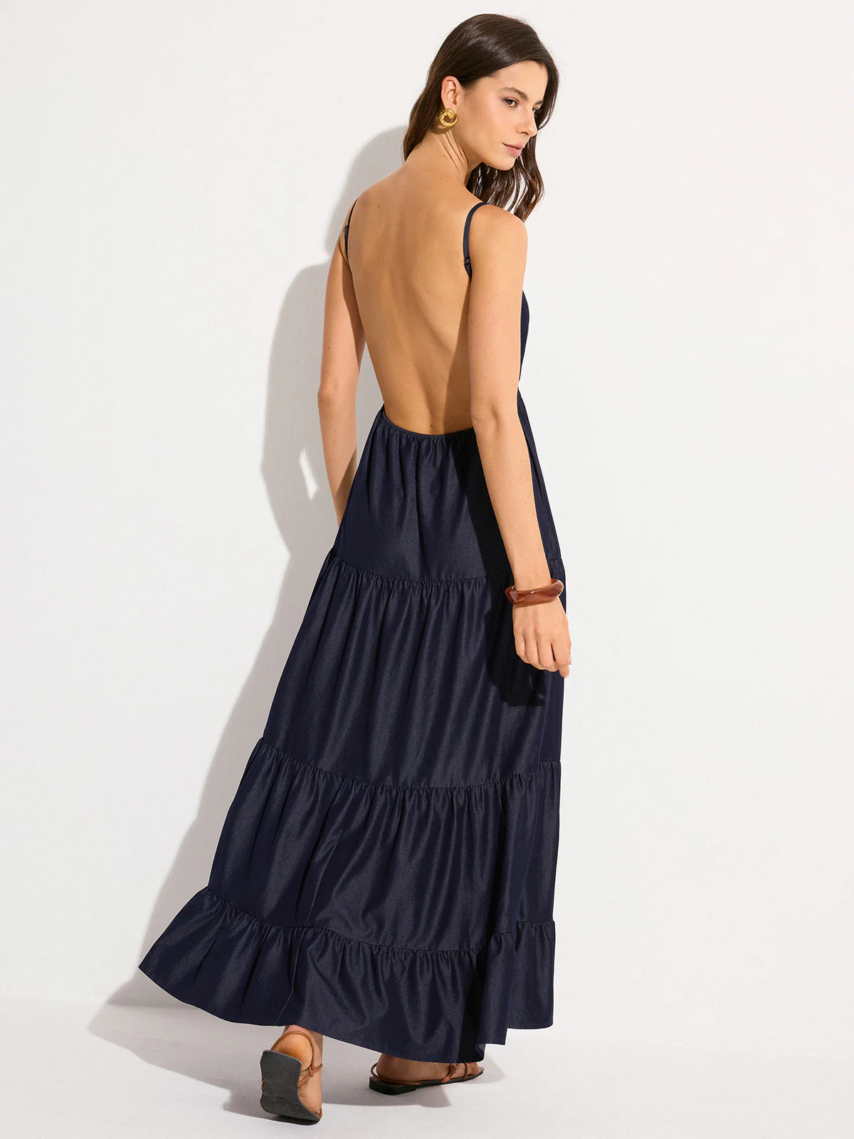 Backless Tiered Maxi Dress - Wholesalesil
