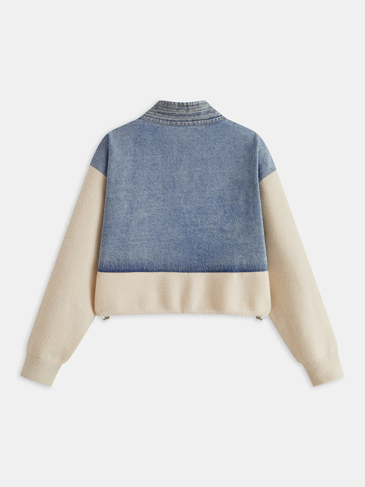 V-Neck Paneled Denim Cardigan - Wholesalesil