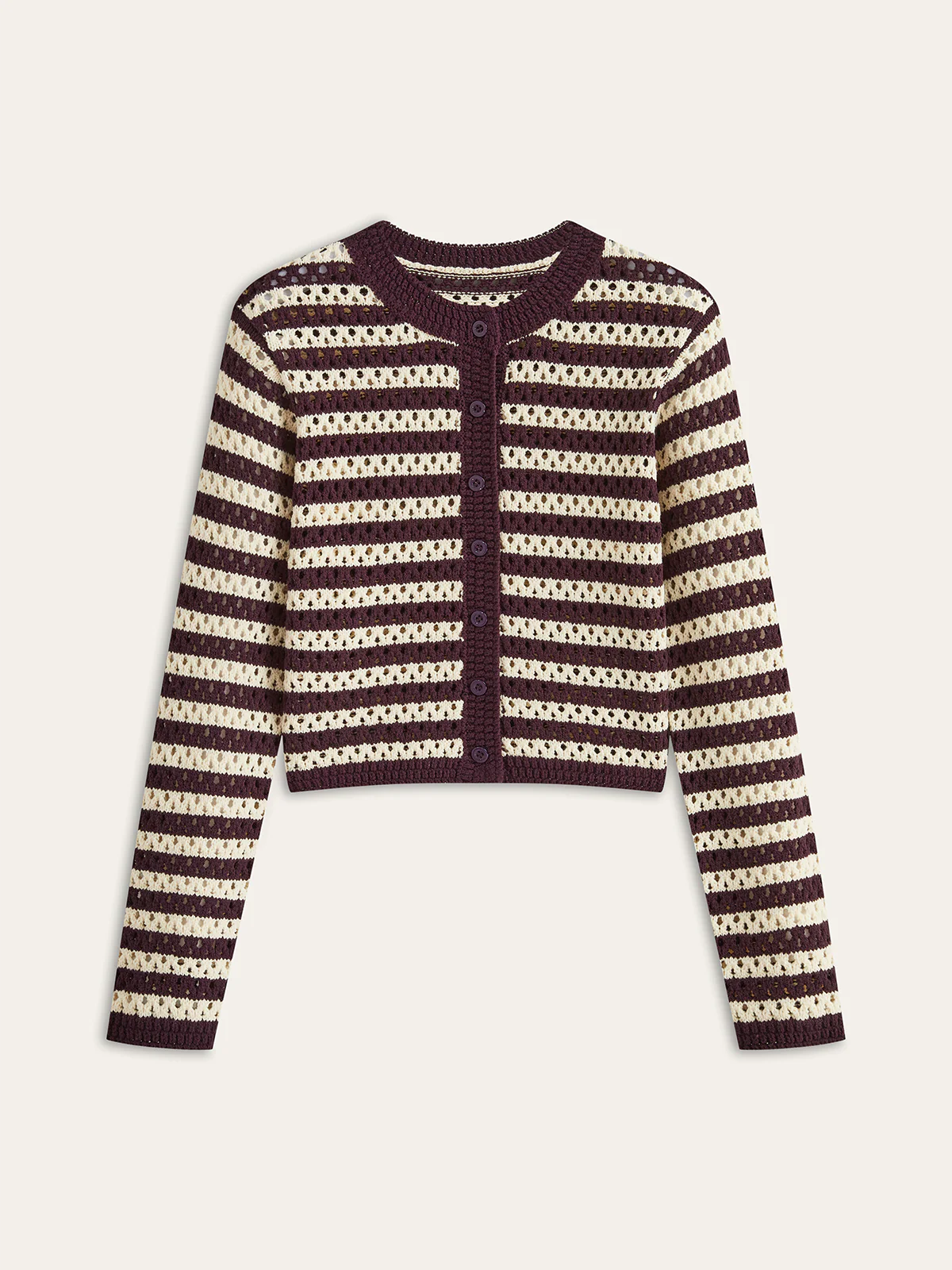 Striped Crochet Knit Cardigan - Wholesalesil