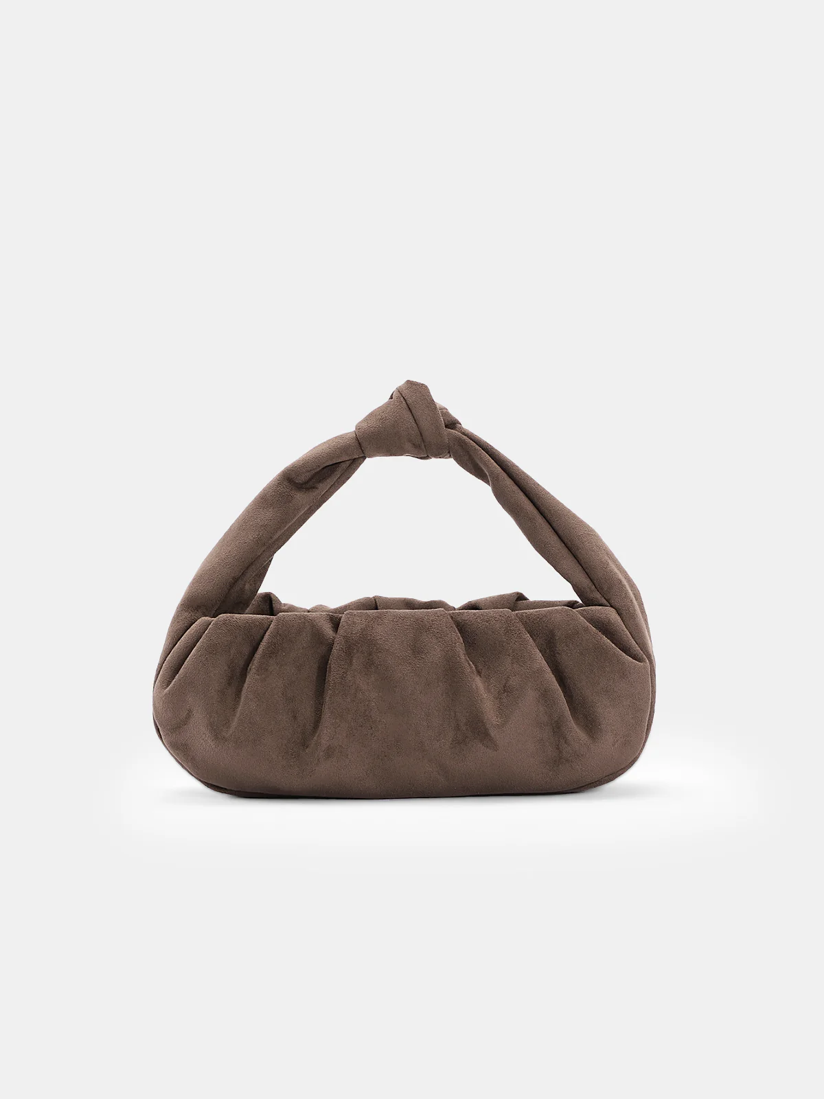 Faux Suede Knotted Top Handle Bag - Wholesalesil
