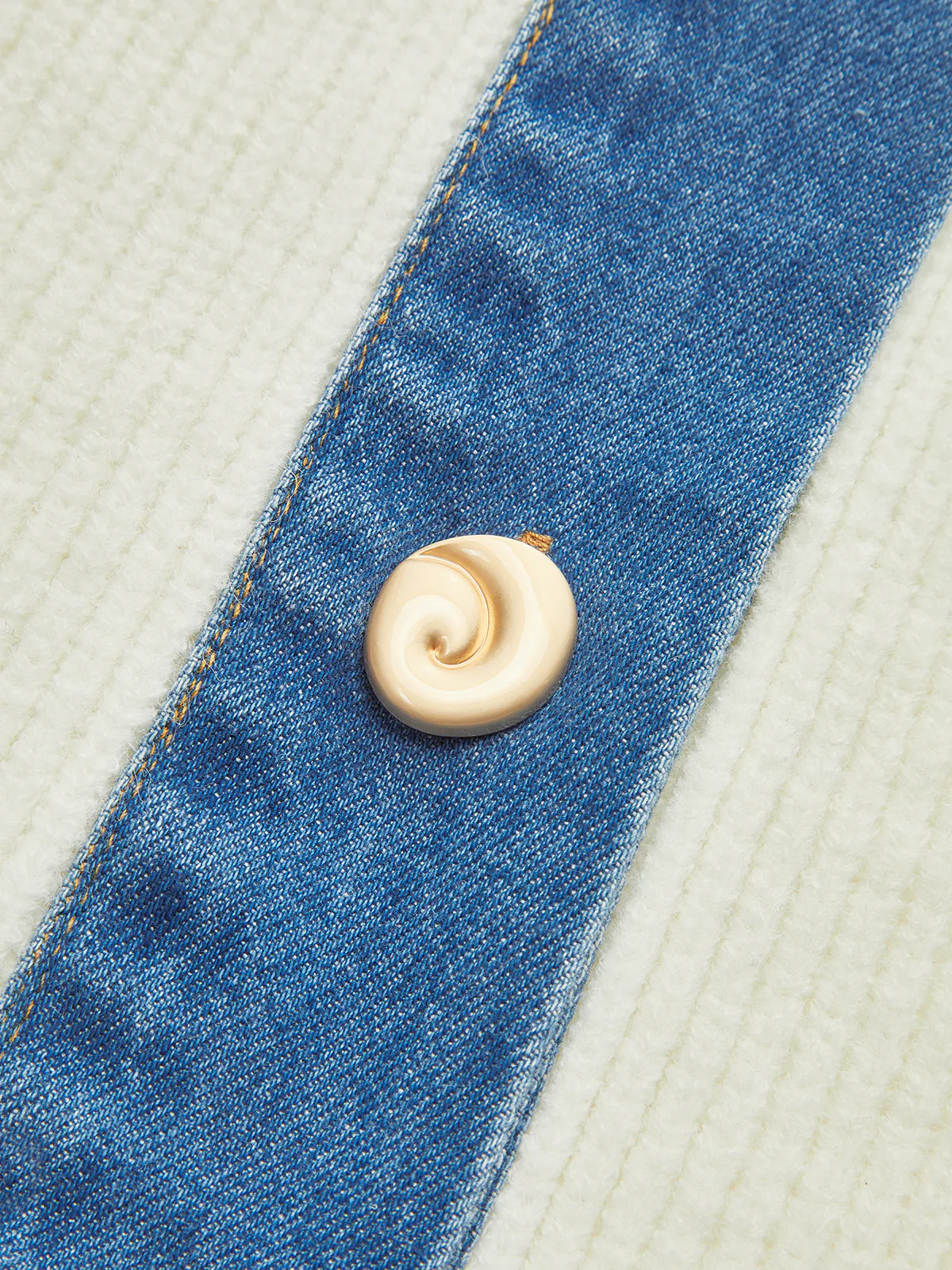 Denim Trim Button Knit Cardigan - Wholesalesil