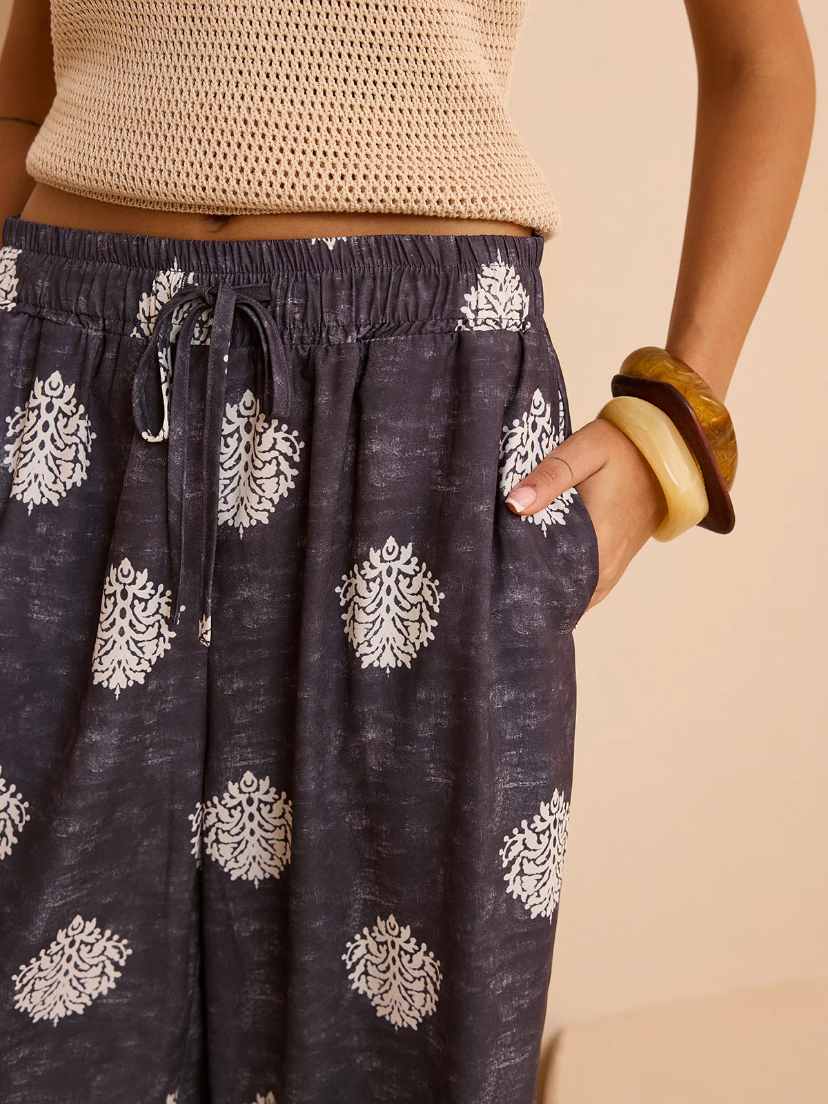 Printed Wide-Leg Pants - Wholesalesil