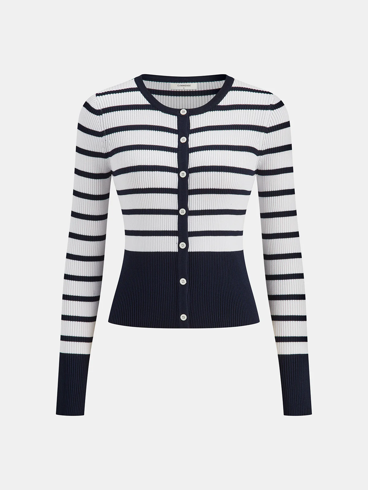 Striped Ribbed Knit Cardigan - Wholesalesil