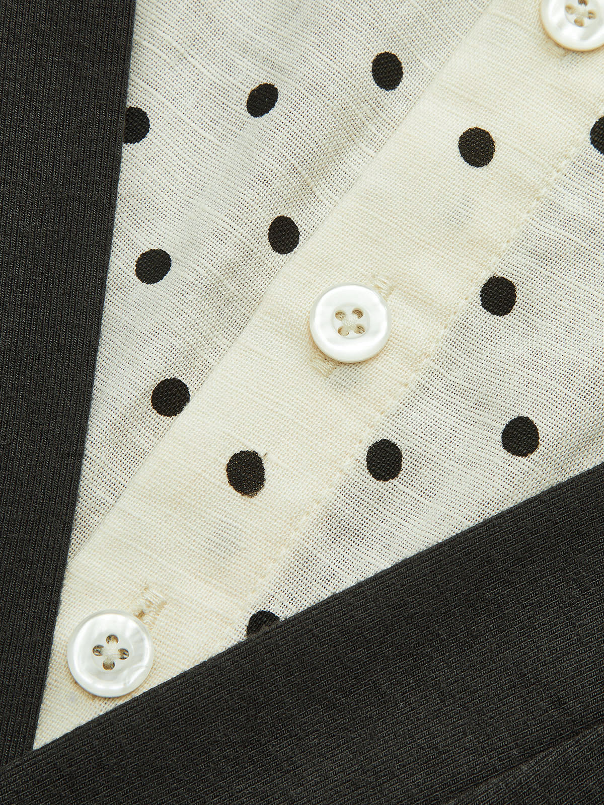 2 in 1 Polka Dot Contrast Bouse - Wholesalesil