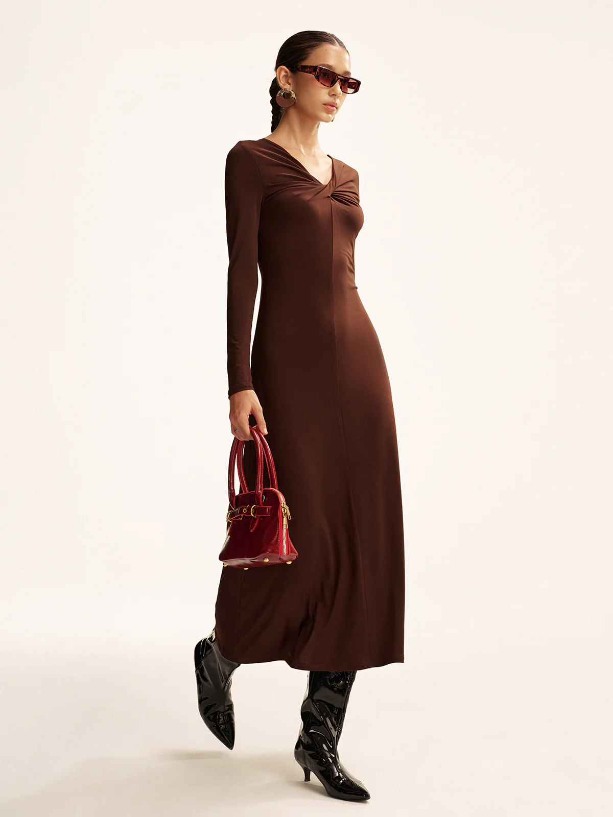 Twist Long Sleeve Maxi Dress - Wholesalesil