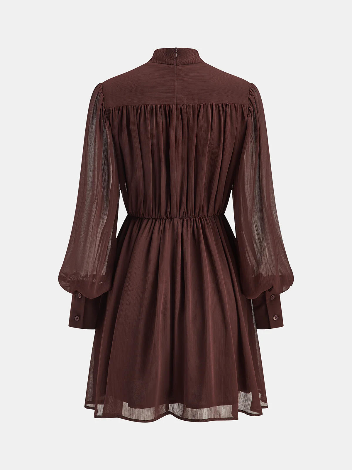 Puff Sleeve Chiffon Ruched Mini Dress - Wholesalesil