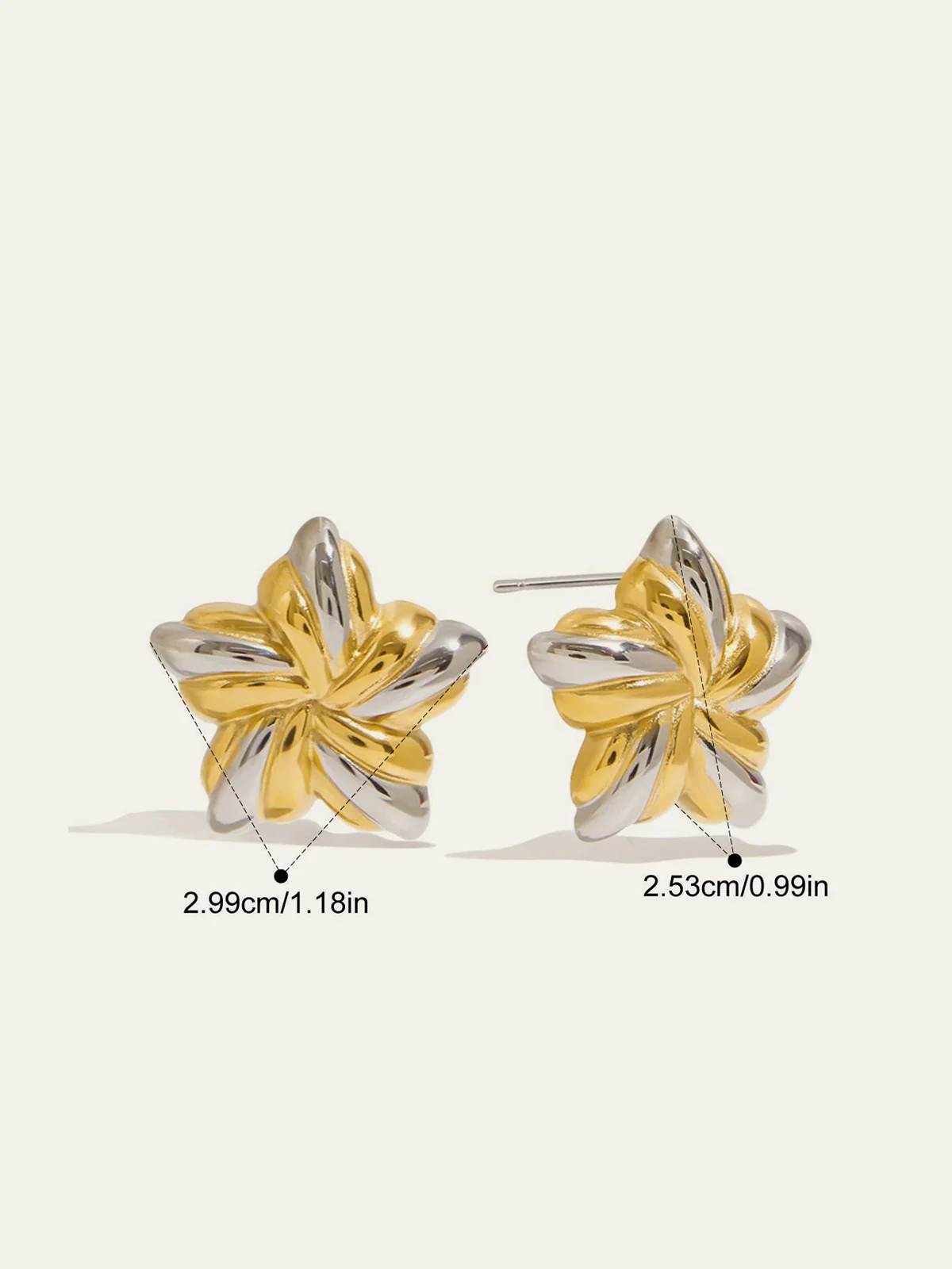 Two-Tone Flower-Shaped Stud Earrings - Wholesalesil
