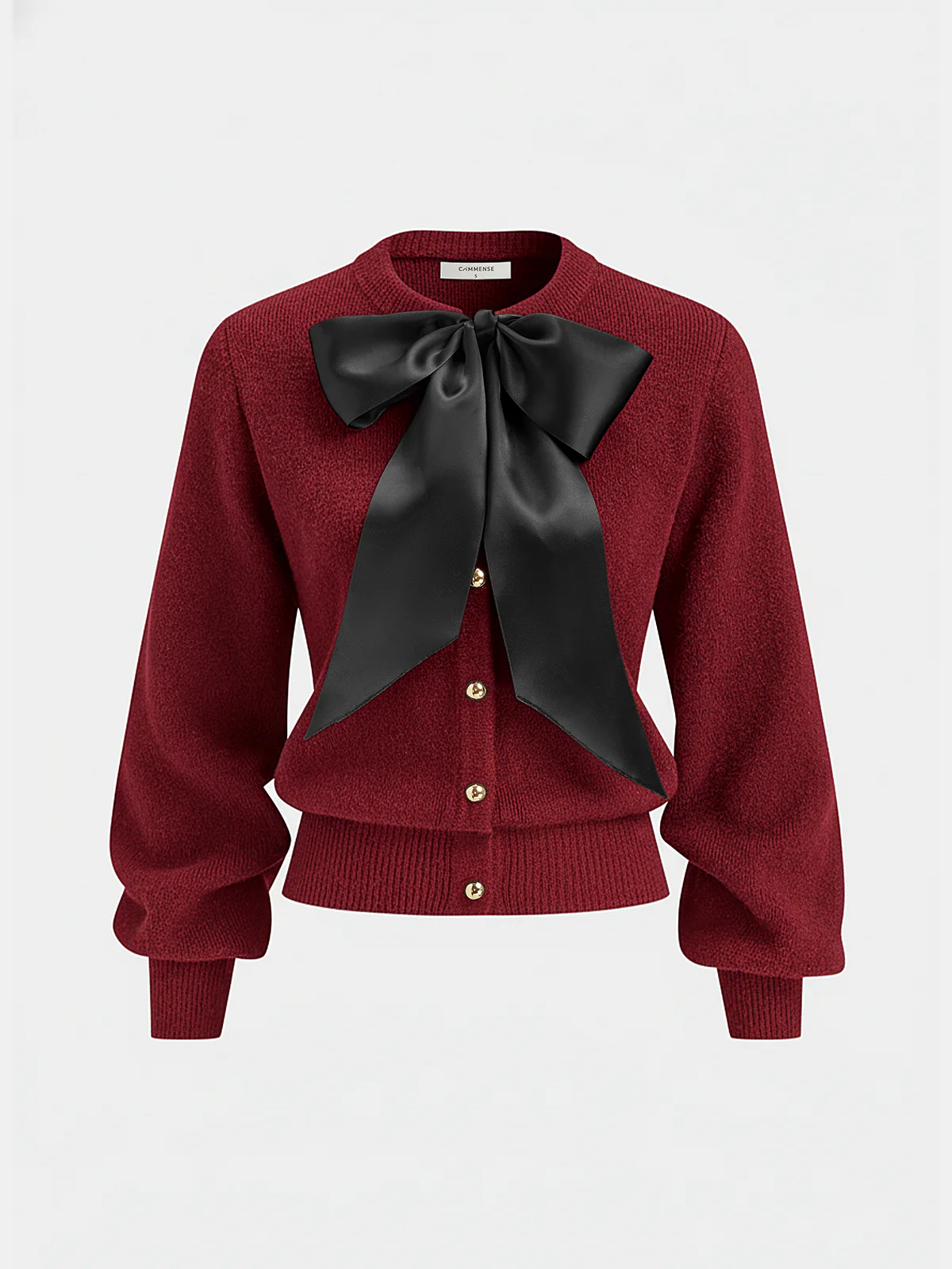 Bow Detail Metal Button Knit Cardigan - Wholesalesil