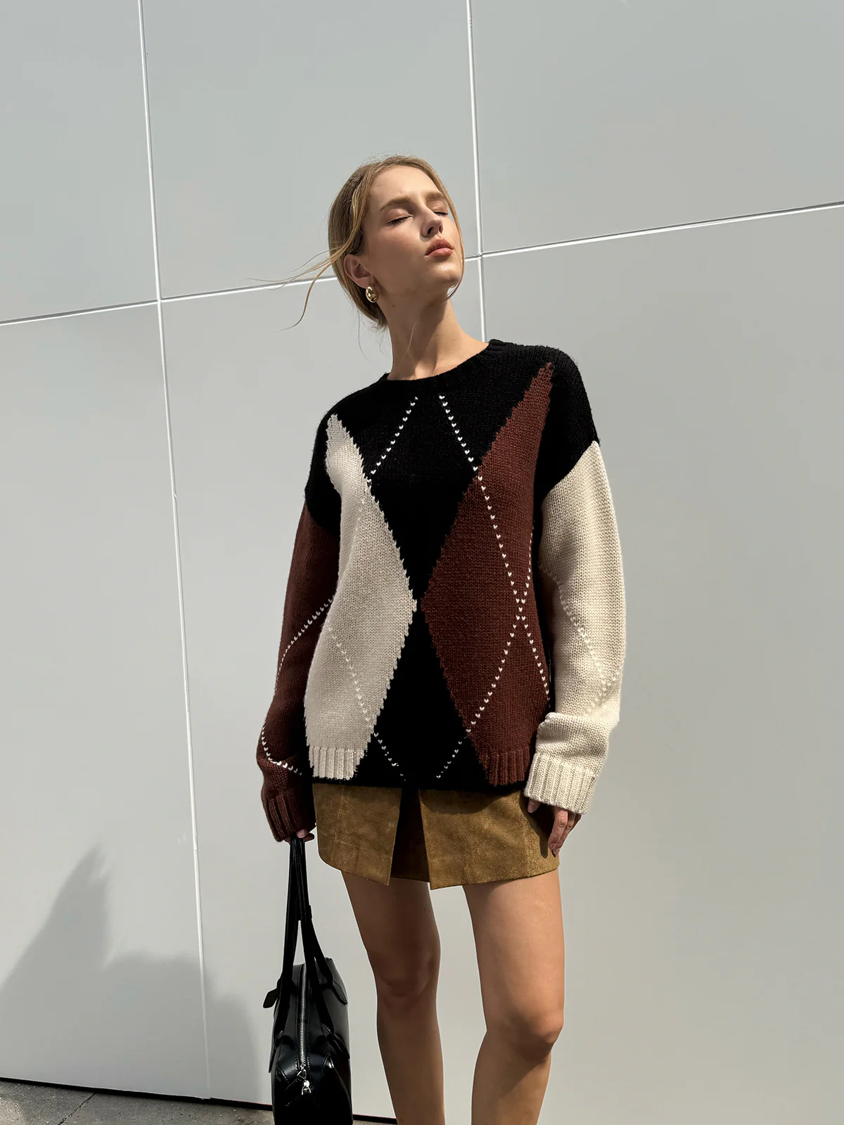 Multi-Color Argyle Wool-Blend Sweater - Wholesalesil