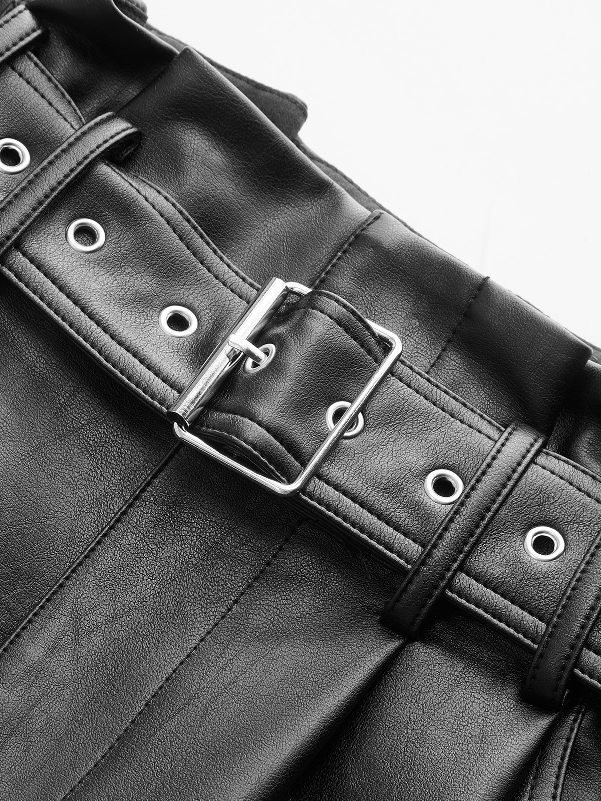 Belted Faux Leather Pleated Waist Maxi Skirt - Wholesalesil