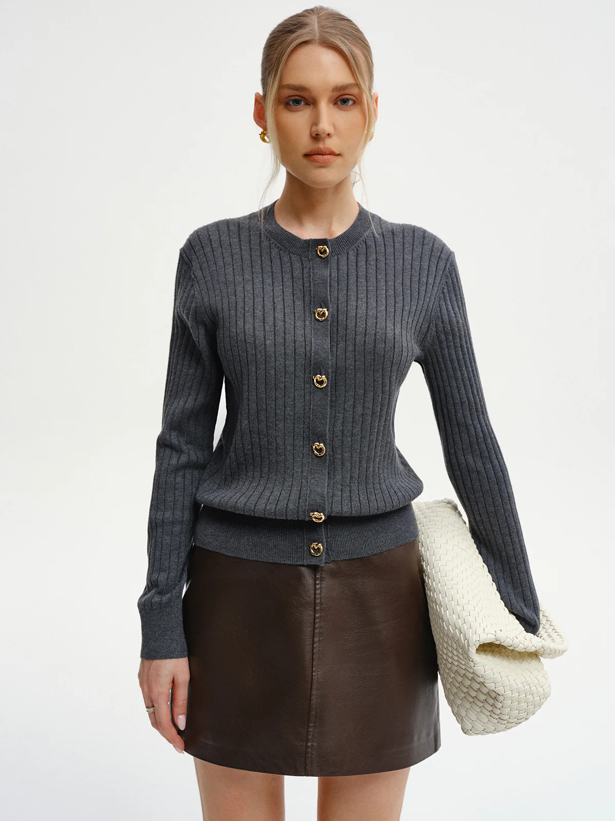 Wool-Blend Ribbed Knit Cardigan - Wholesalesil