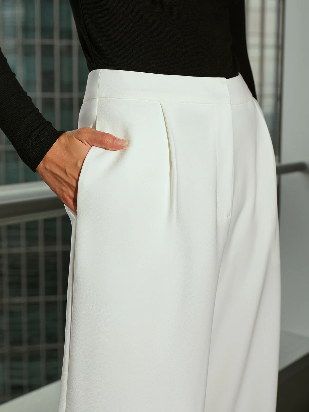 Mid-Waist Casual Wide-Leg Pants - Wholesalesil