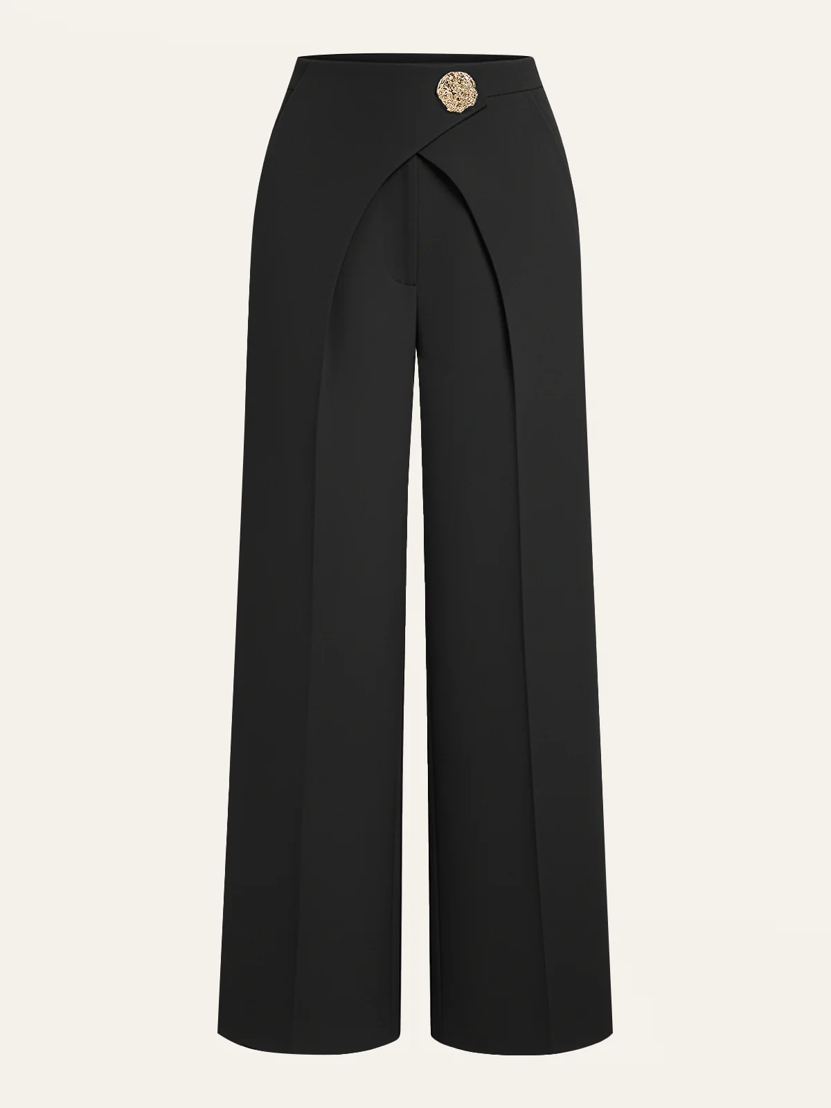 Metal Detail Straight-Leg Pants - Wholesalesil