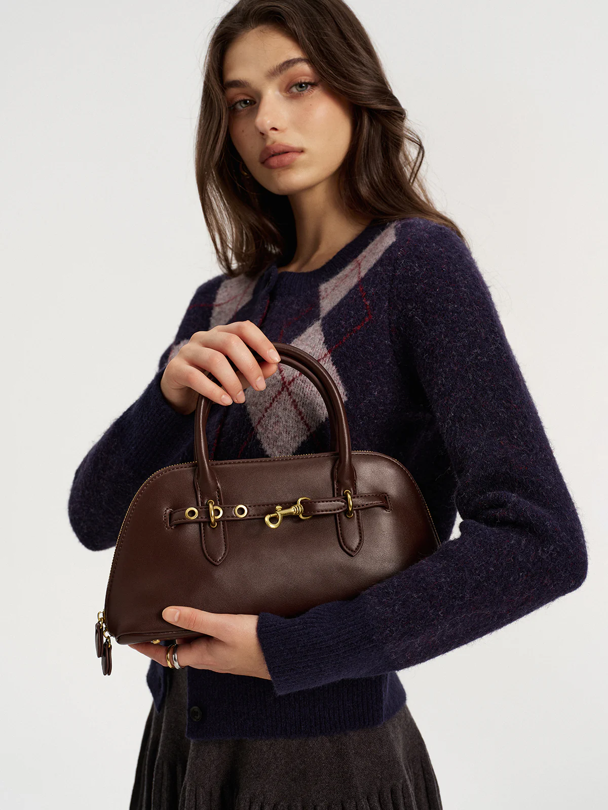 Metal Accent Vintage Shell Bag - Wholesalesil