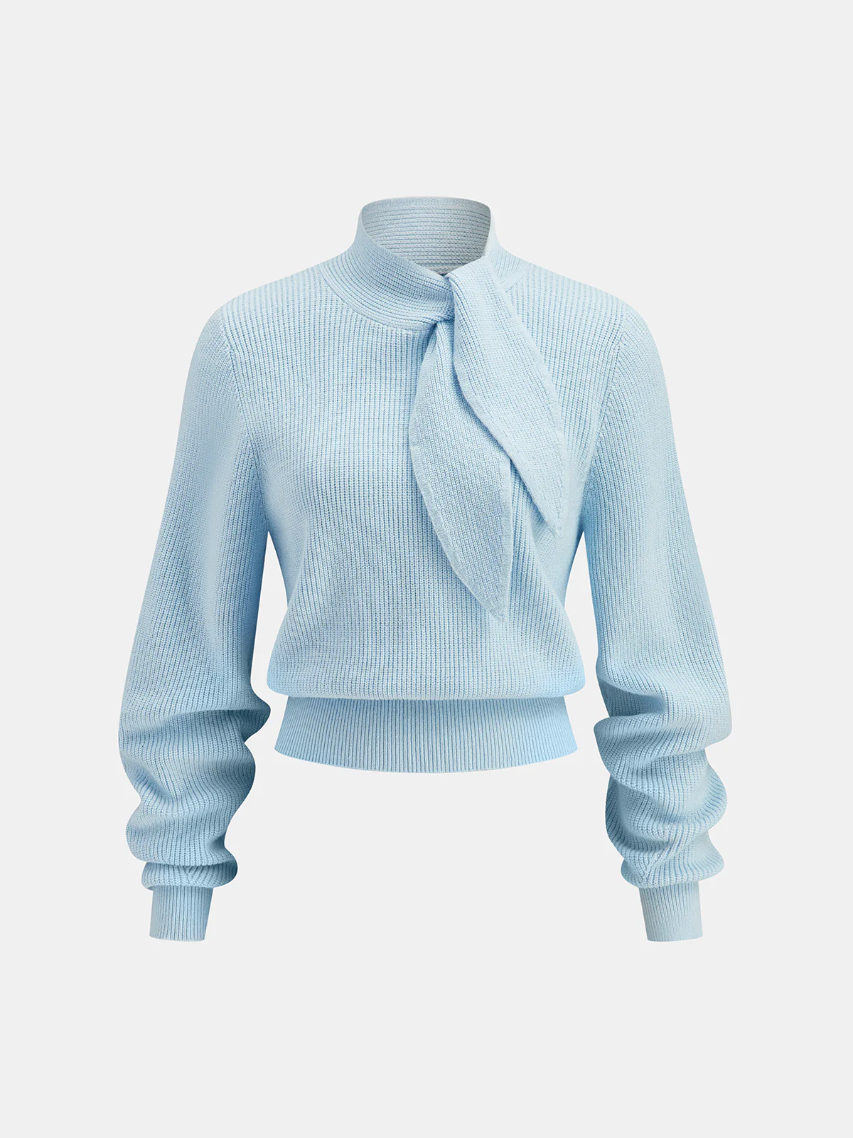 Tie-Neck Cropped Sweater - Wholesalesil