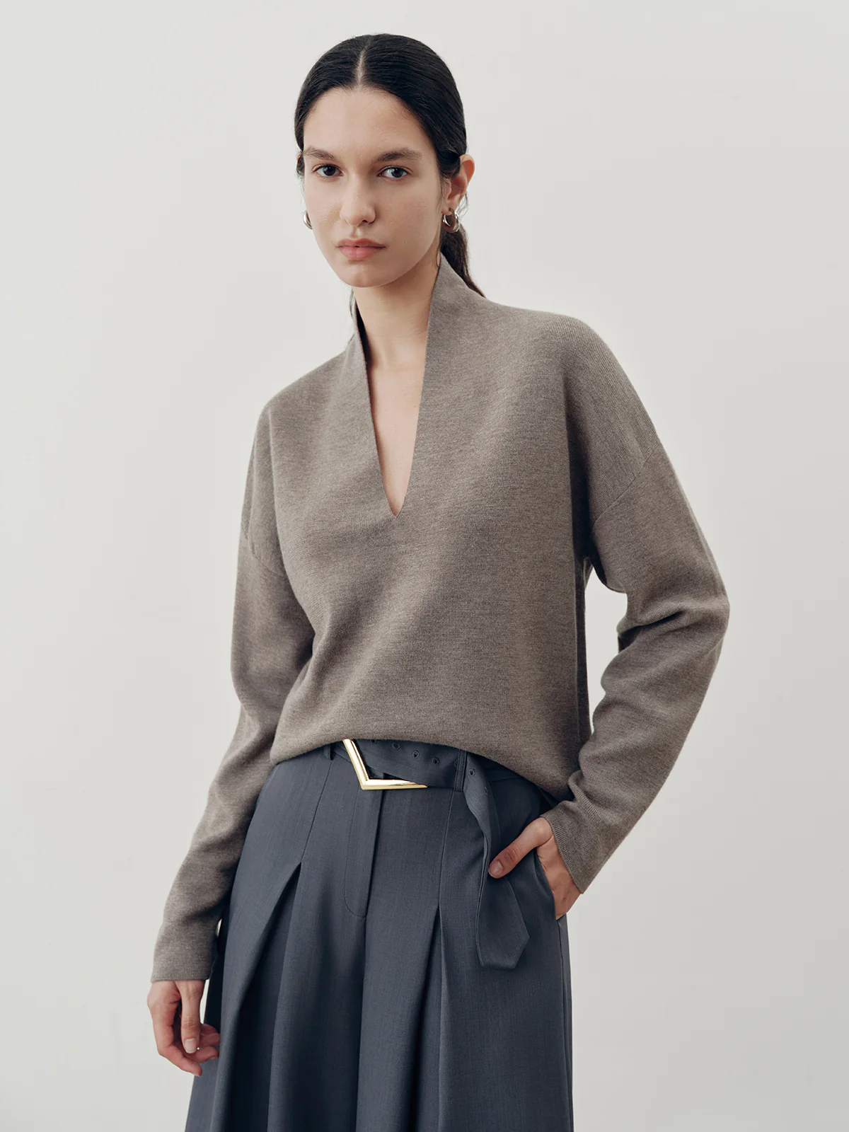 Belted Casual High-Waisted Wide-Leg Pants - Wholesalesil