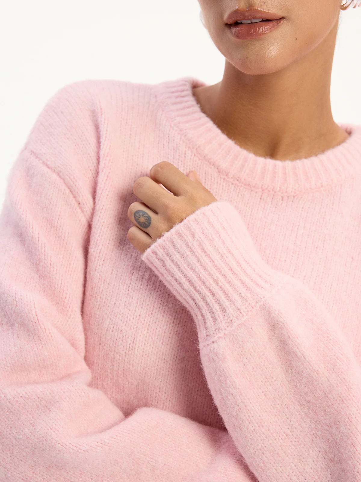 Wool Blend Crew Neck Sweater - Wholesalesil