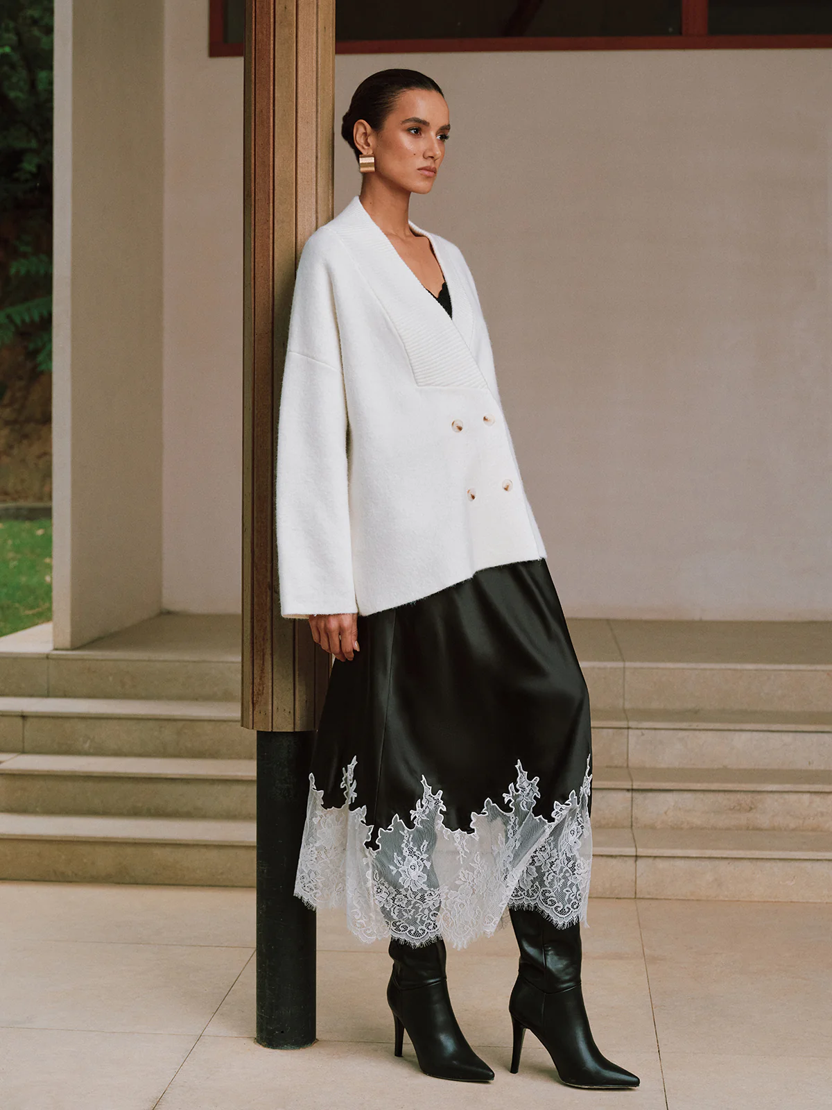 Double-Breasted Oversized Cardigan - Wholesalesil