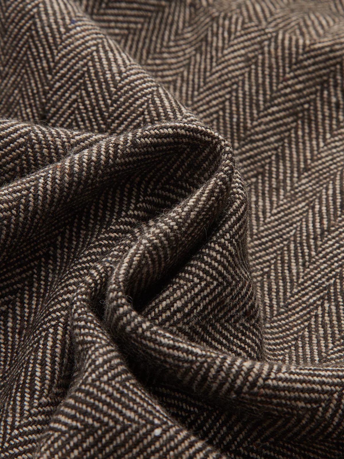 Mid-Waist Herringbone Curved-Leg Pants - Wholesalesil