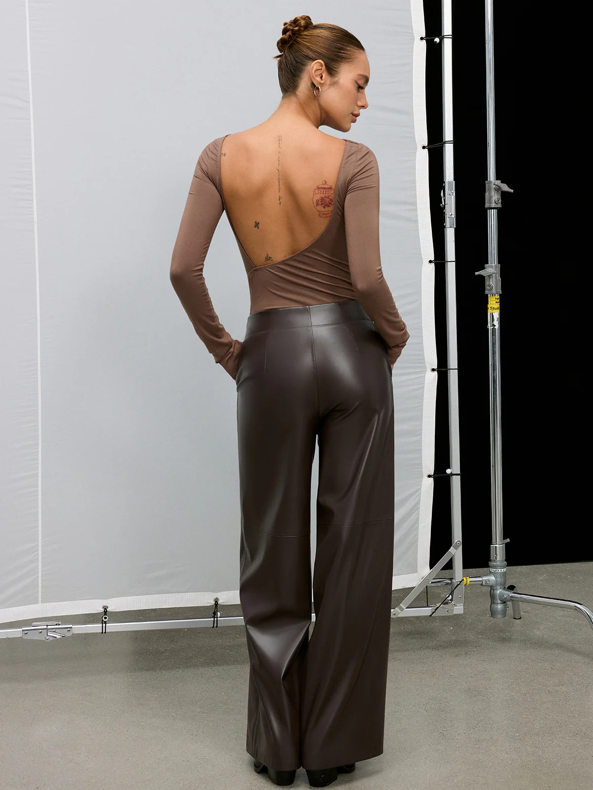 Bra-Free Long Sleeve Ruched Backless Bodysuit - Wholesalesil