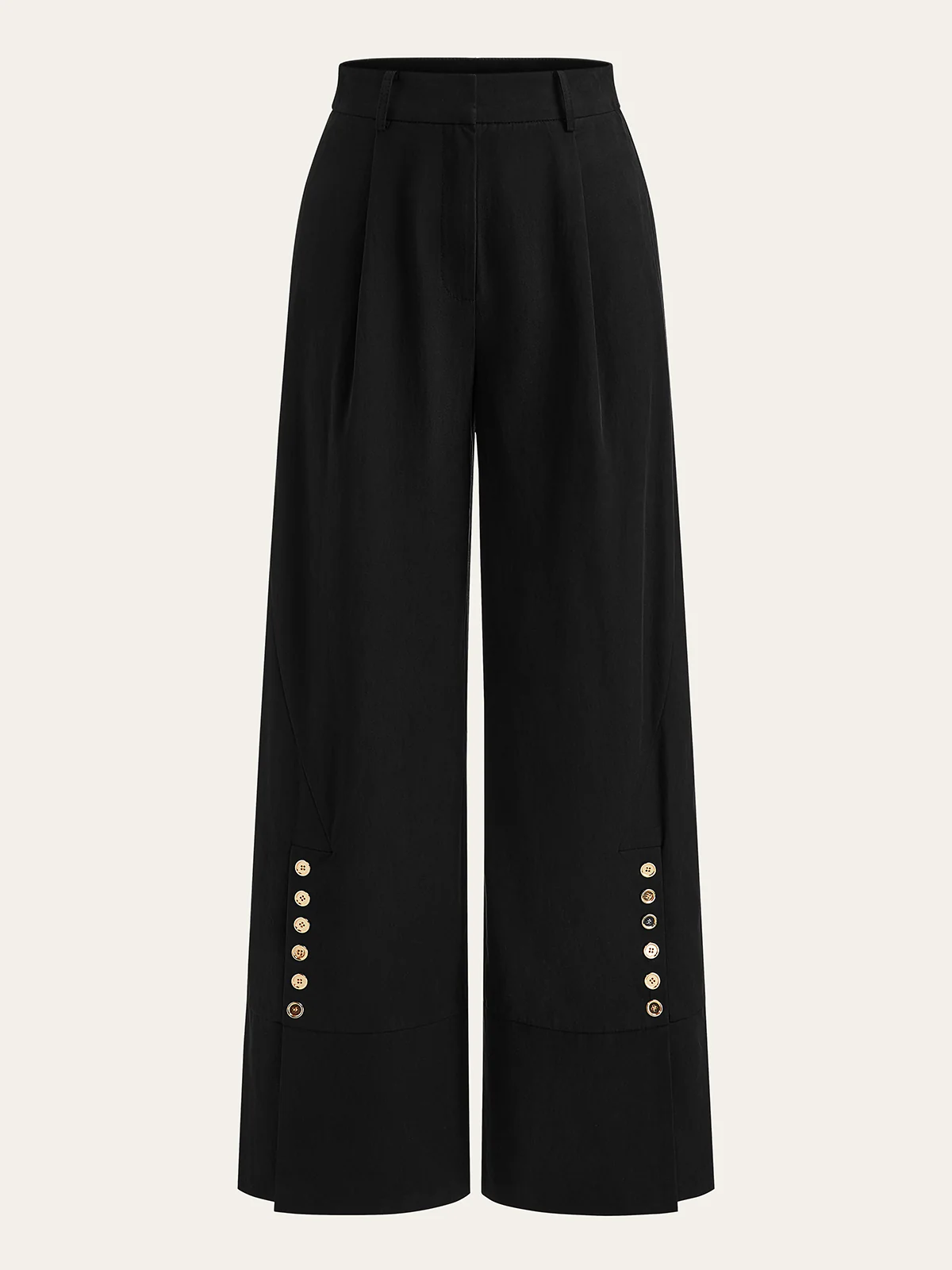 Button Detail Wide-Leg Pants - Wholesalesil