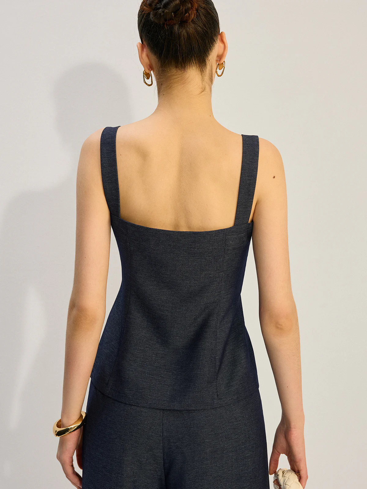 Button-Front Denim Vest Top - Wholesalesil