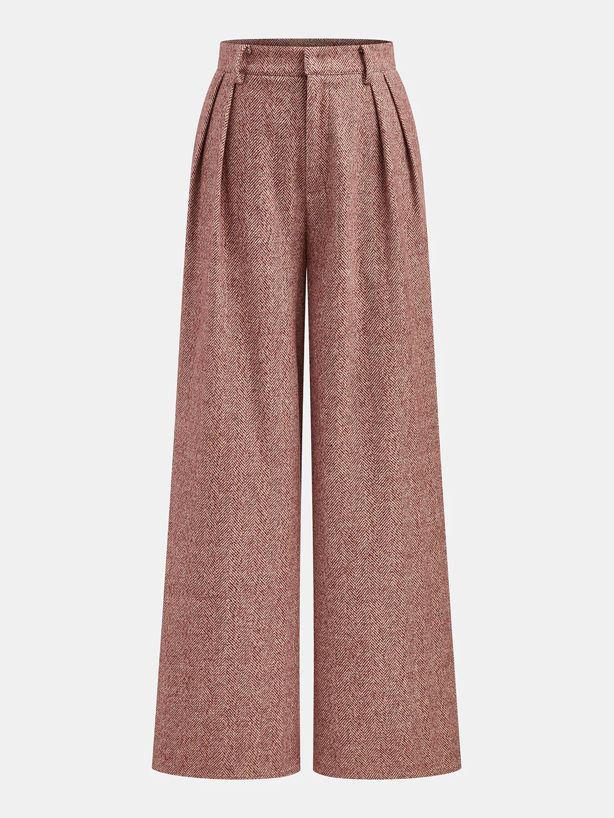 Herringbone Wool-Blend Wide-Leg Pants - Wholesalesil