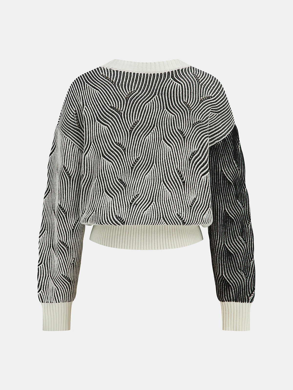 Crew Neck Wave-Knit Sweater - Wholesalesil