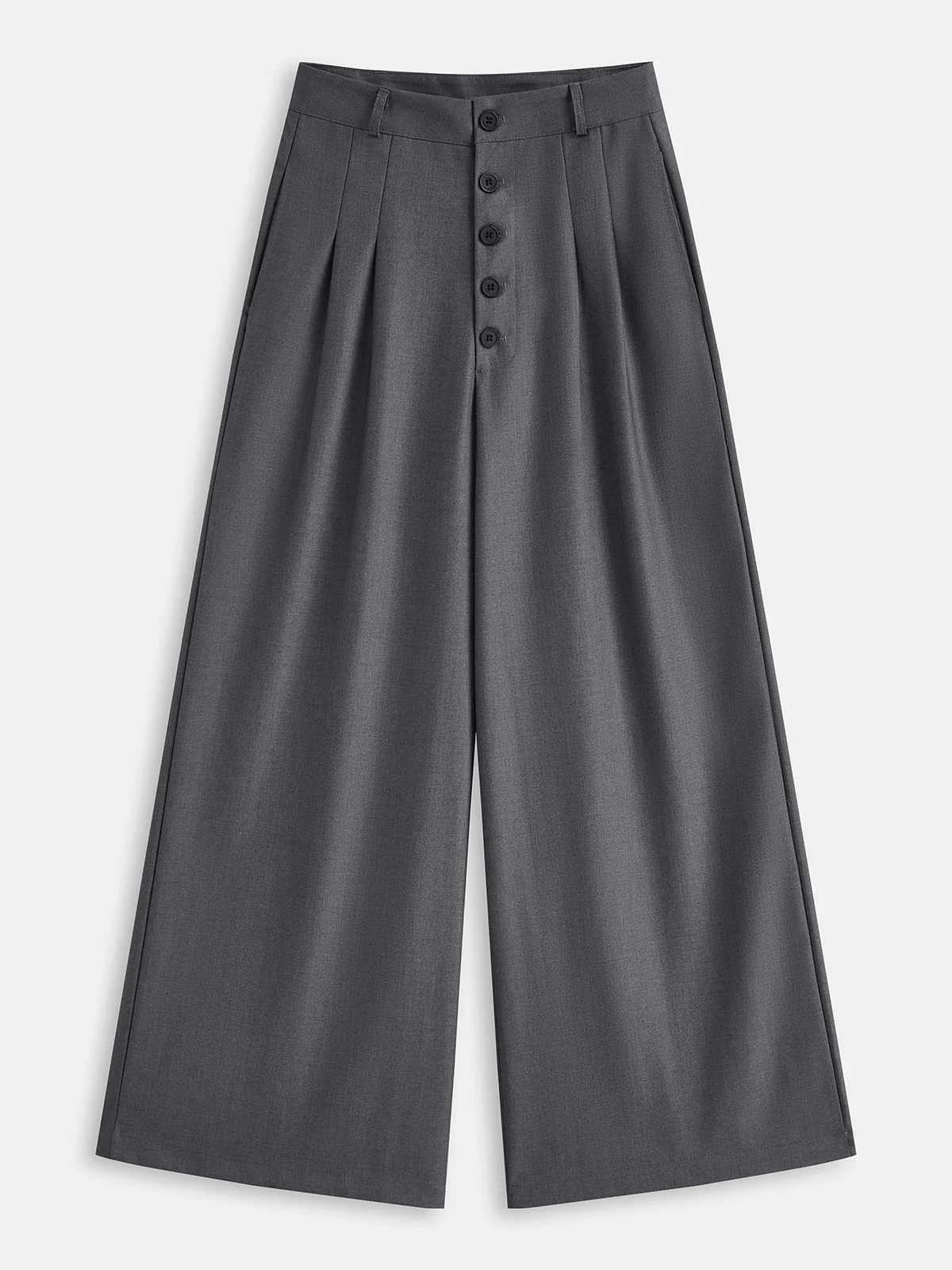 Button Front High-Waisted Wide-Leg Pants - Wholesalesil
