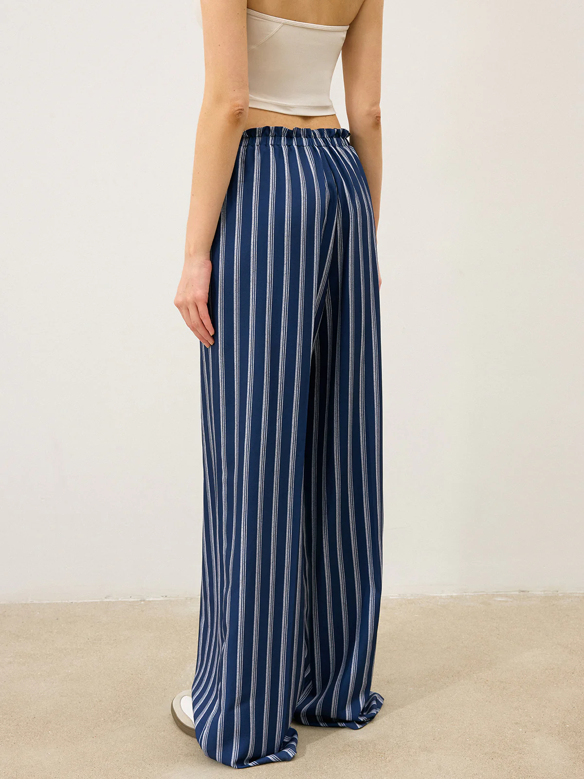 Striped Drawstring Wide-Leg Pants - Wholesalesil