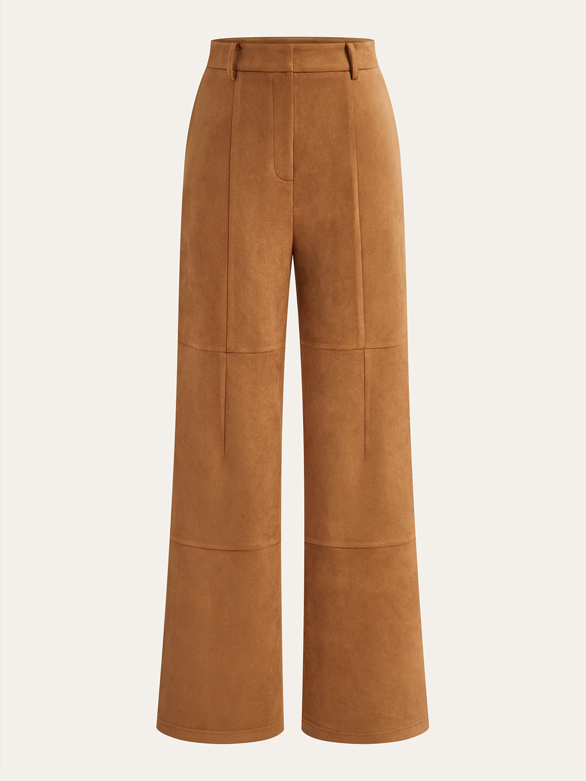 Suede Effect Mid-Waist Paneled Pants - Wholesalesil