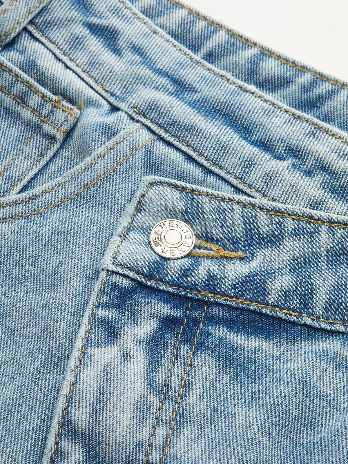 High-Waist Denim Asymmetric Curved-Leg Jeans - Wholesalesil