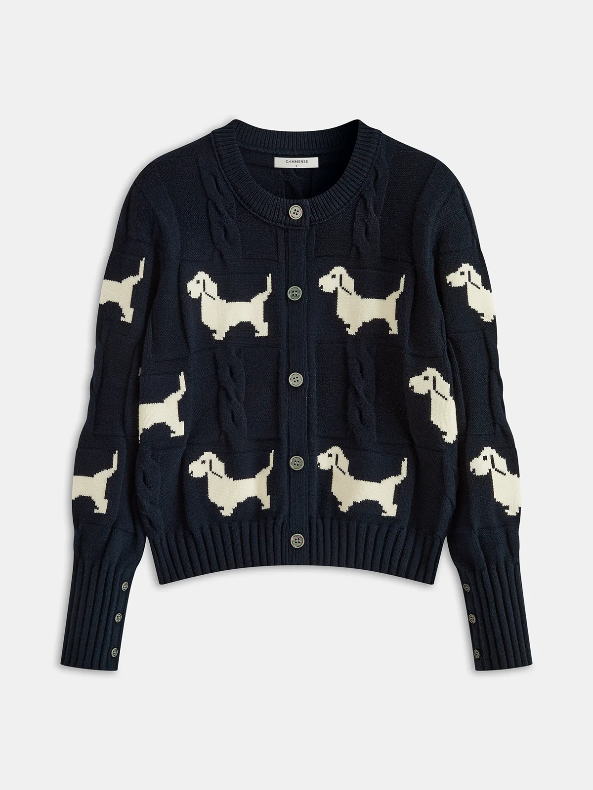 Dog Pattern Cable Knit Cardigan - Wholesalesil