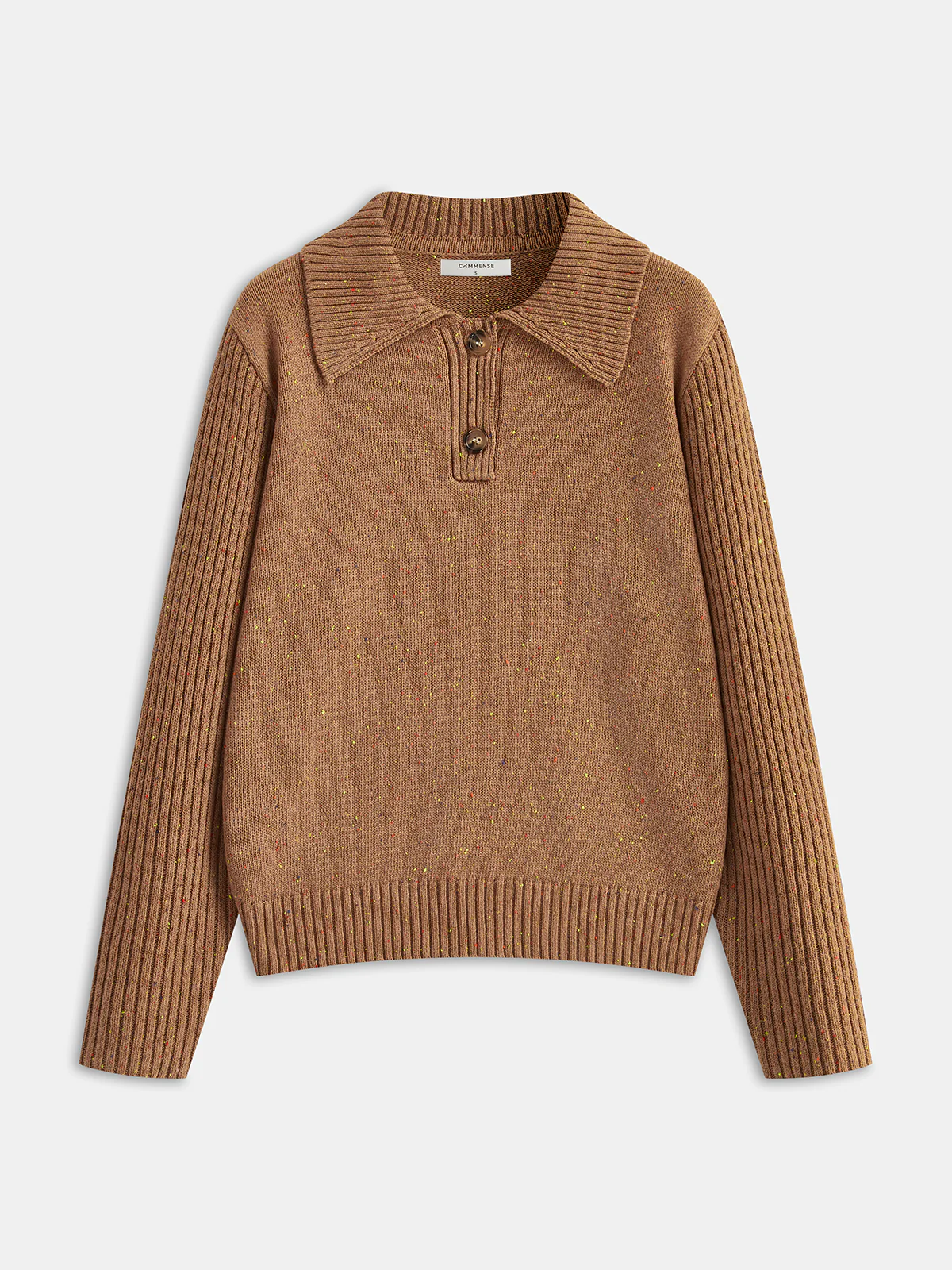 Subtle Fleck Detail Wool-Blend Knit Polo Sweater - Wholesalesil