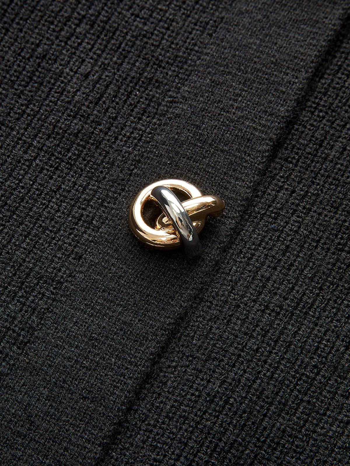 Wool Blend Denim Collar Puff Sleeve Cardigan - Wholesalesil