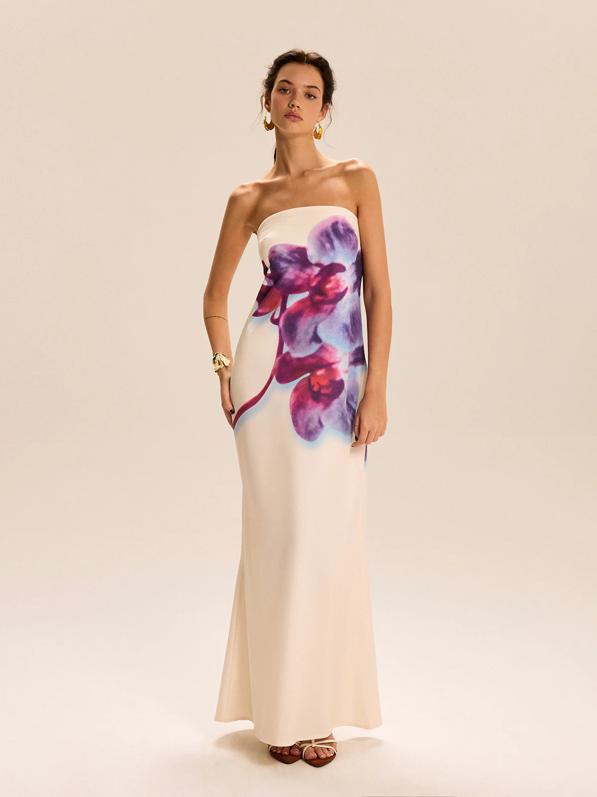 Strapless Floral Print Maxi Dress - Wholesalesil