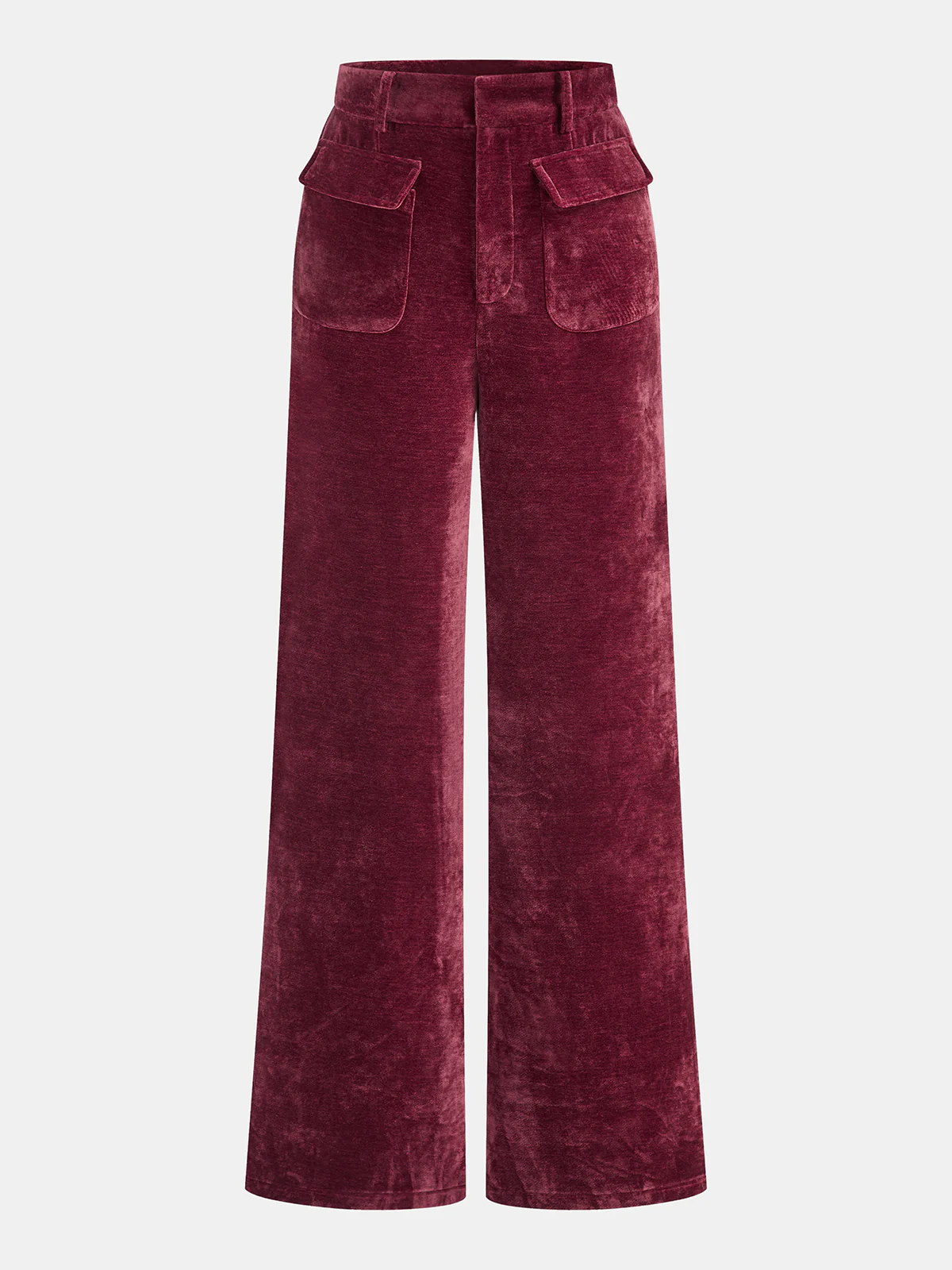Velvet Pocket Straight-Leg Pants - Wholesalesil
