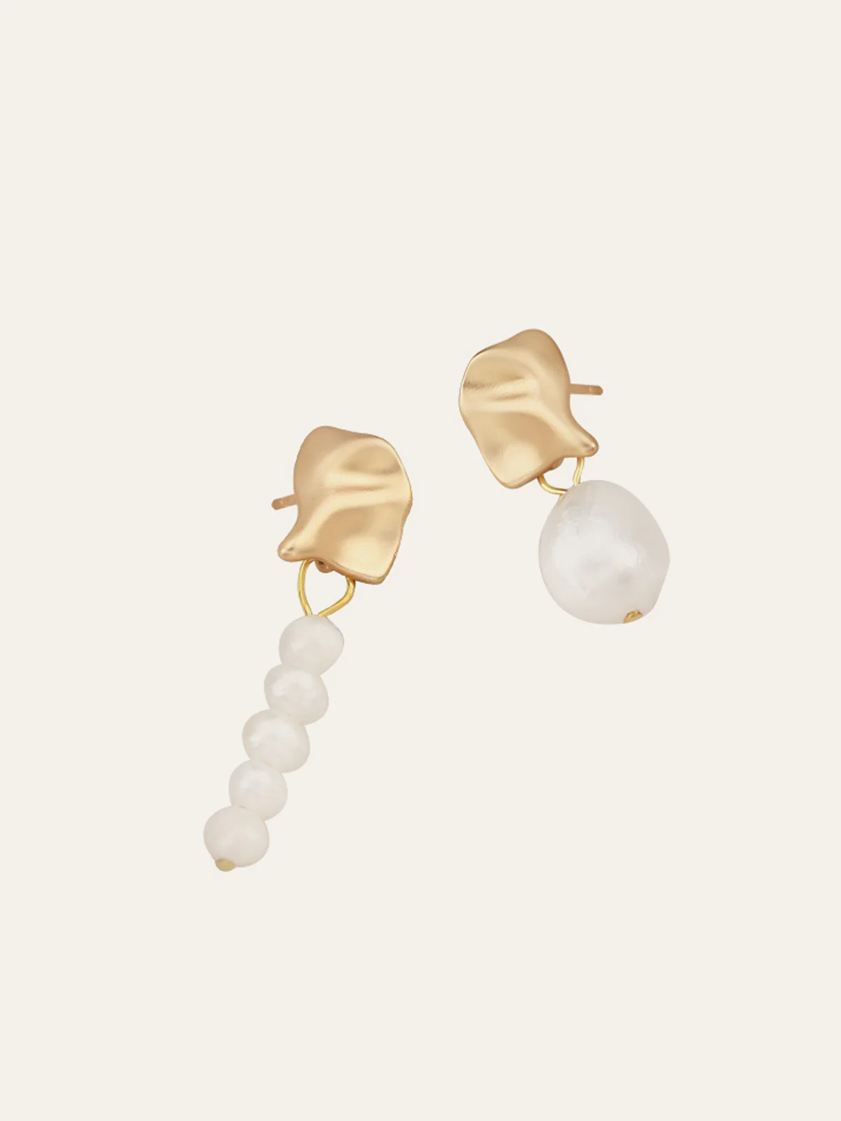 Irregular Metal & Pearl Earrings - Wholesalesil