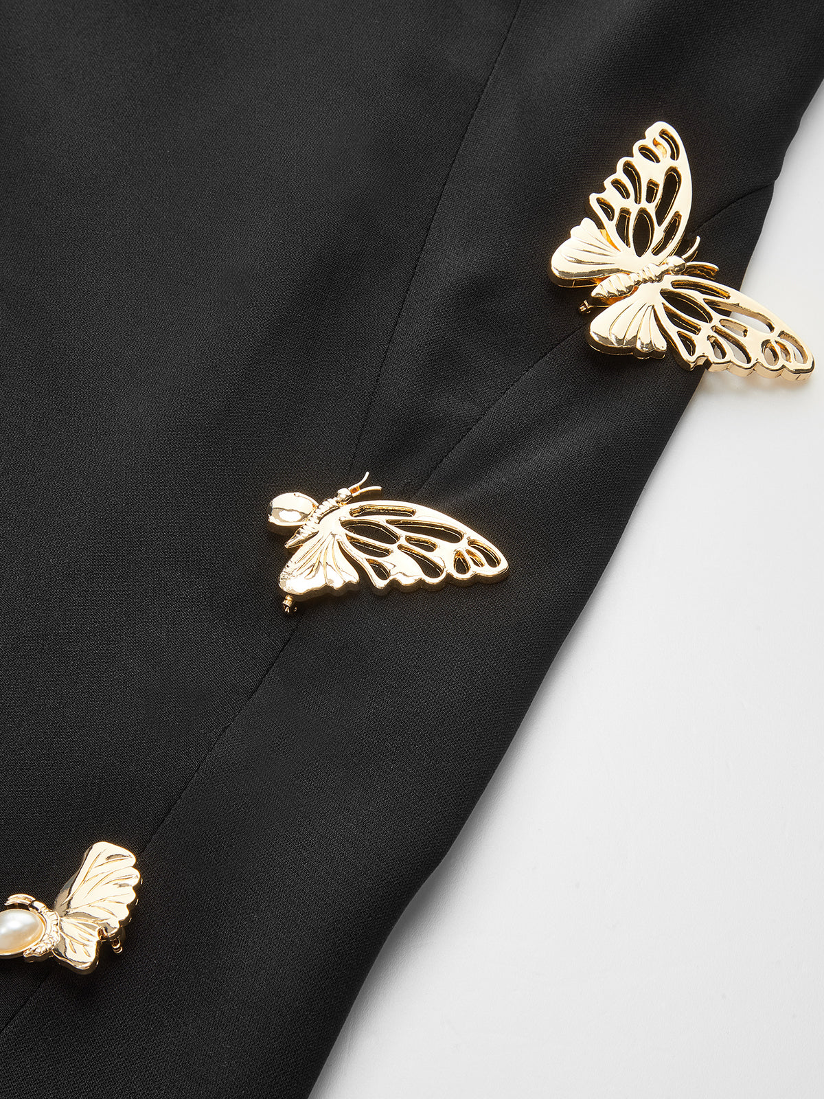 Metal Butterfly Detail Sleeveless Midi Dress - Wholesalesil