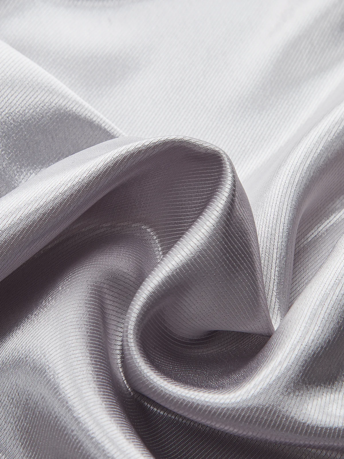 Long Sleeve V-Neck Knot Front Satin Blouse - Wholesalesil