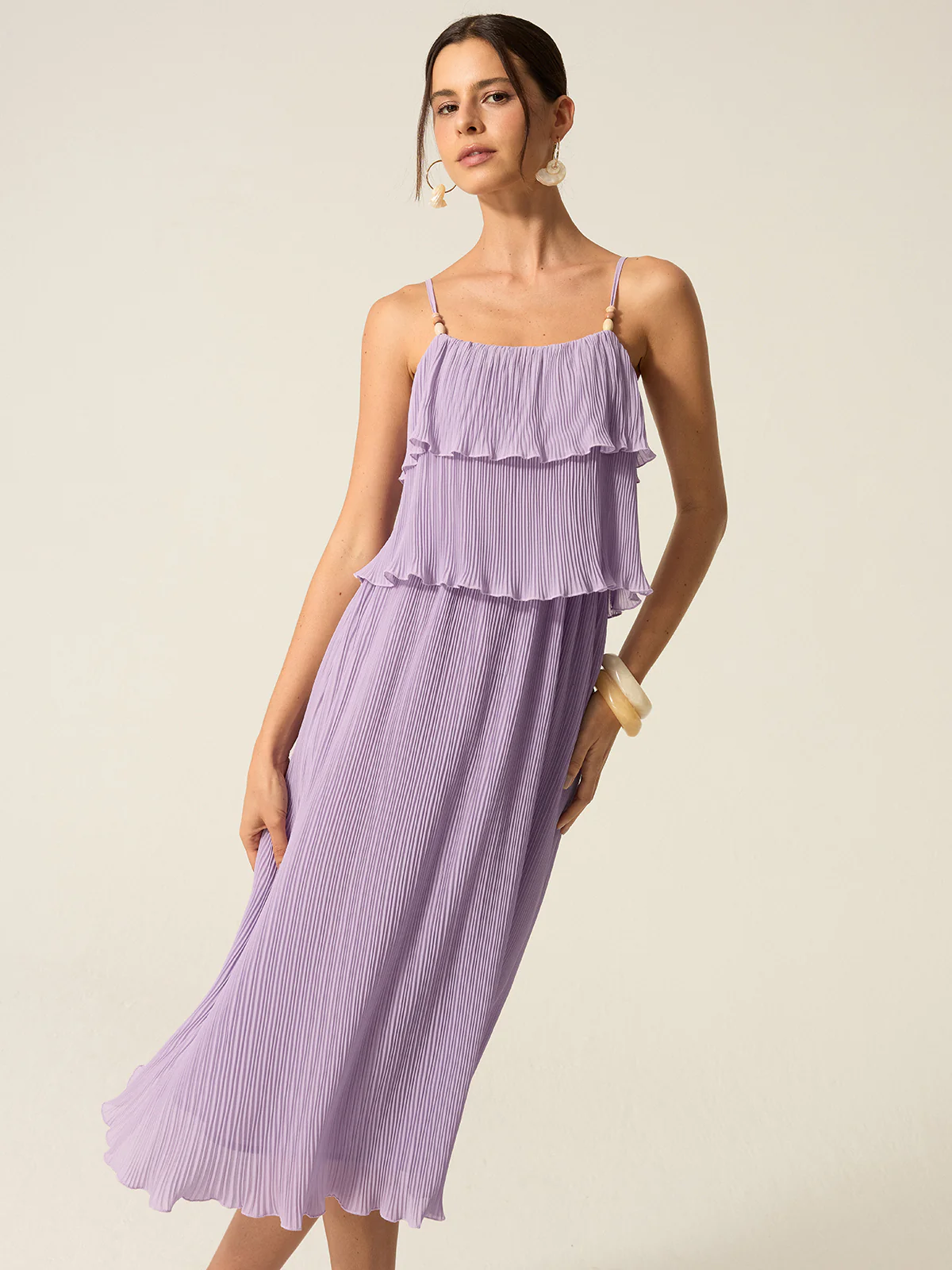 Tiered Pleated Maxi Dress - Wholesalesil