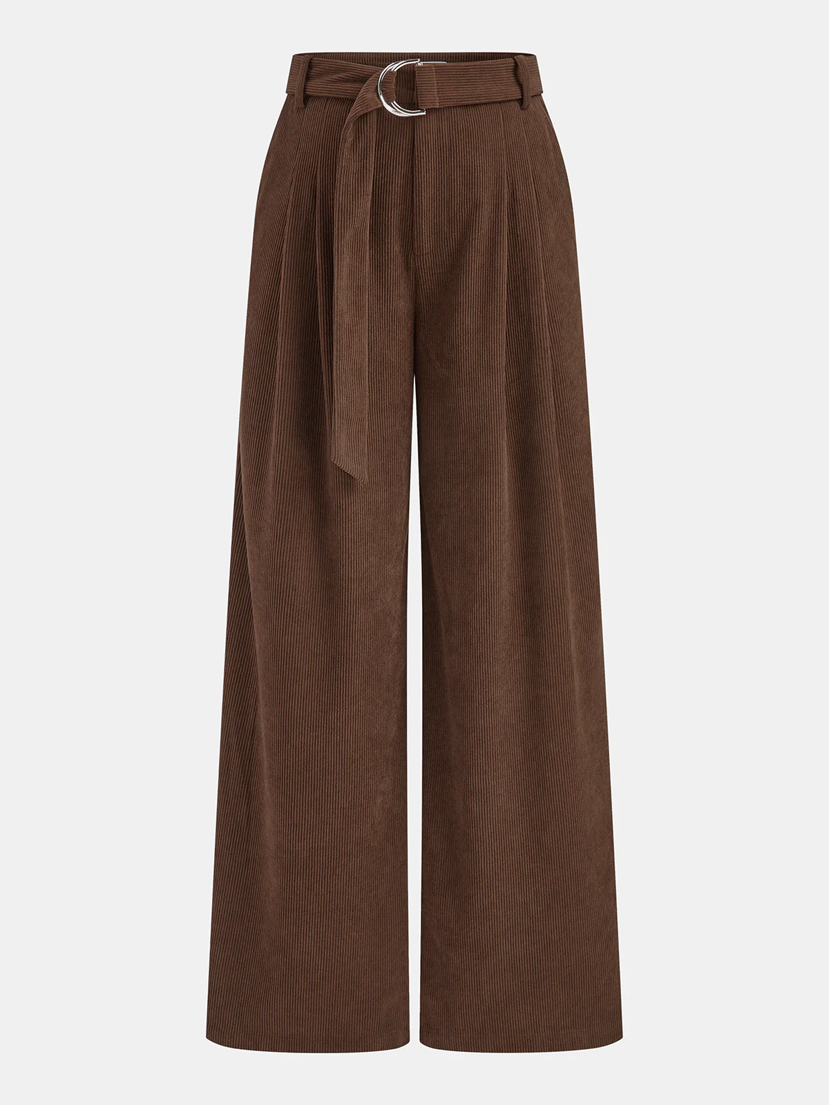Corduroy Belted Wide-Leg Pants - Wholesalesil
