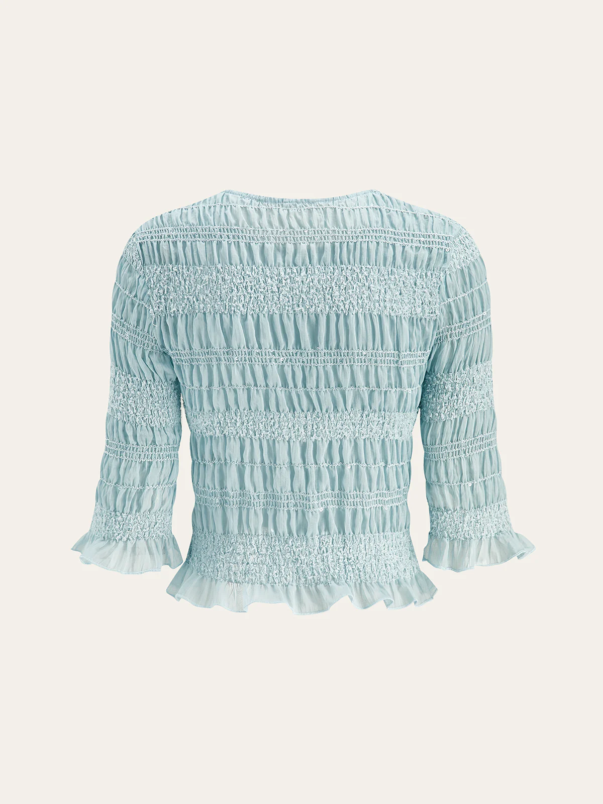 Ruched Ruffle Trim Blouse - Wholesalesil