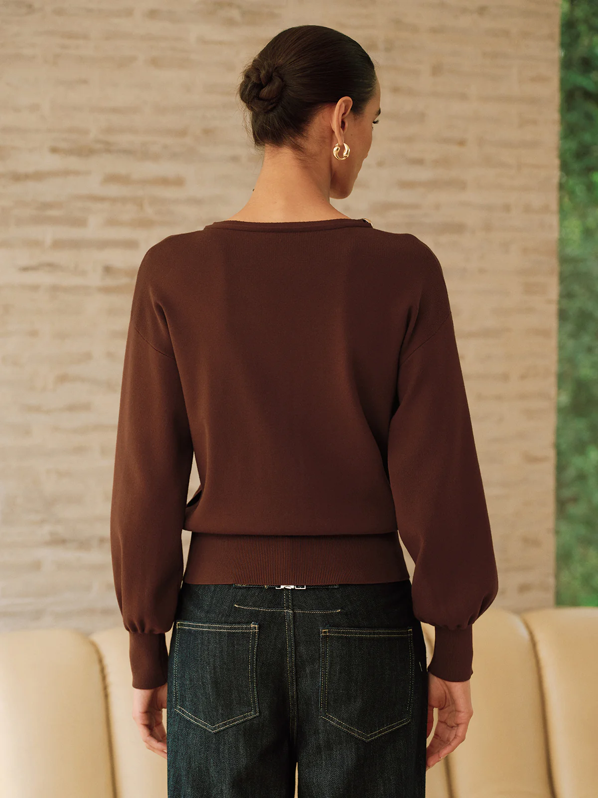 Asymmetric Metal Detail Sweater - Wholesalesil